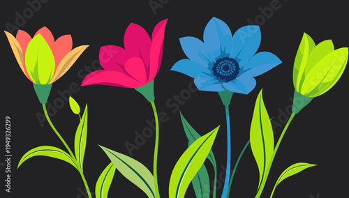 A vibrant and modern floral illustration, perfect for adding a touch of freshness to websites, social media, or marketing materials. It evokes feeling