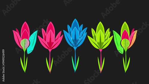 A bold and modern floral illustration evokes feelings of freshness and growth, ideal for springtime marketing campaigns or adding a pop of color to we