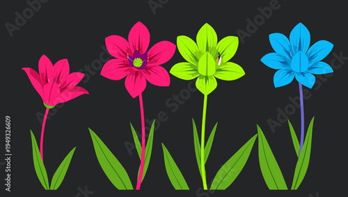 A striking, stylized illustration of a pink lily against a dark background evokes feelings of freshness and beauty. Perfect for botanical themed desig