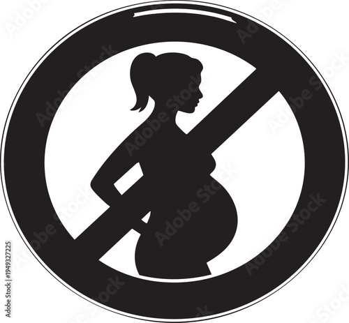 No pregnancy sign with pregnant woman silhouette in red circle
