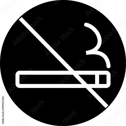 No smoking icon prohibition cigarette symbol with forbidden tobacco sign, safety rule pictogram for public places, health warning vector illustration design