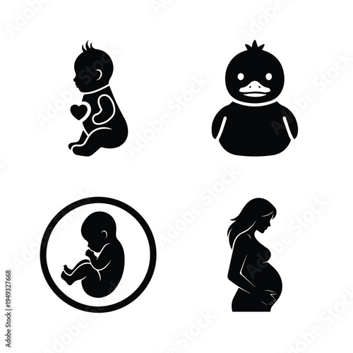 Baby and Motherhood Icon Set Vector
