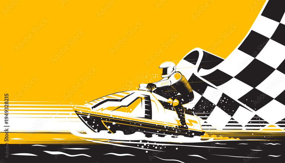 Fototapeta premium A man riding a jet ski on the water. Extreme water sports