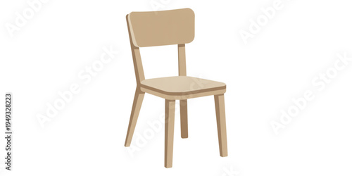 A simple wooden dining chair with a sturdy backrest and four straight legs for home furniture use Vector