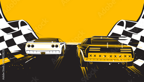 Motorsport cars racing background design. Sports race concept