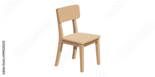 Minimalist wooden dining chair with a simple backrest and four sturdy legs for modern interiors Vector