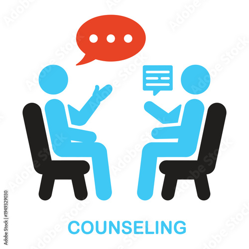 Counseling duotone icon, group therapy and consultation symbol, psychological help and mental health support concept, therapy session illustration.
