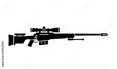 Modern sniper rifle silhouette vector illustration icon