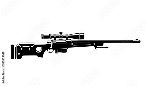 Sniper rifle silhouette vector icon isolated on white background