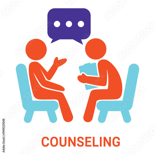 Counseling duotone icon, group therapy and consultation symbol, psychological help and mental health support concept, therapy session illustration.