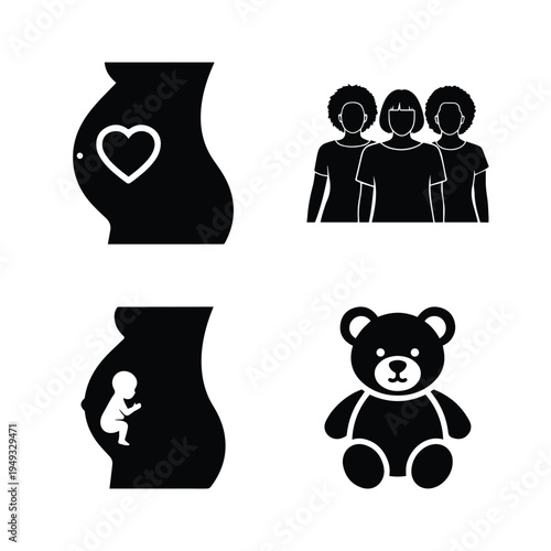 Pregnancy and Childhood Toy Vector Icons