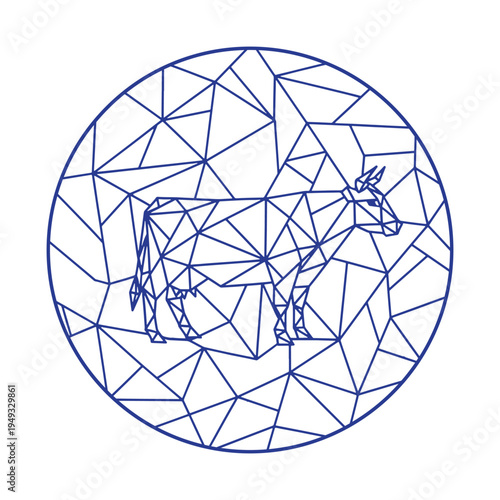 Geometric Cow Polygon Line Art Illustration