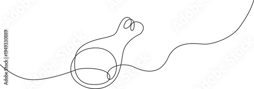 A minimalist single line drawing of a roasted chicken drumstick isolated on a plain white background Vector
