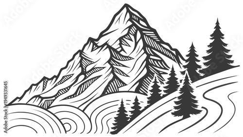 Abstract Topographic Mountain Map