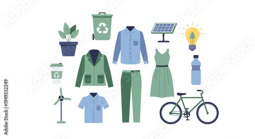 Sustainable Living & Eco-Friendly Lifestyle Elements: Green Energy, Conscious Choices, Recycling, and Sustainable Fashion Icons