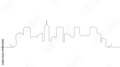 Skyline abstract linear drawing with varied building heights and shapes, representing a modern city landscape.