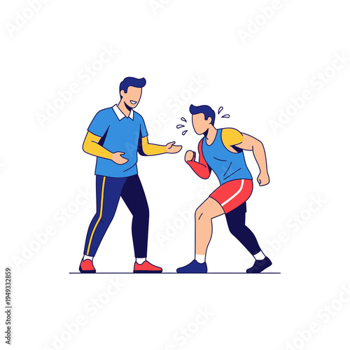 Sports Coach Motivating Athlete During Training Session