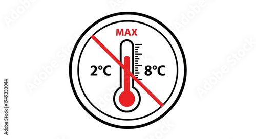 Thermometer showing maximum temperature warning symbol.