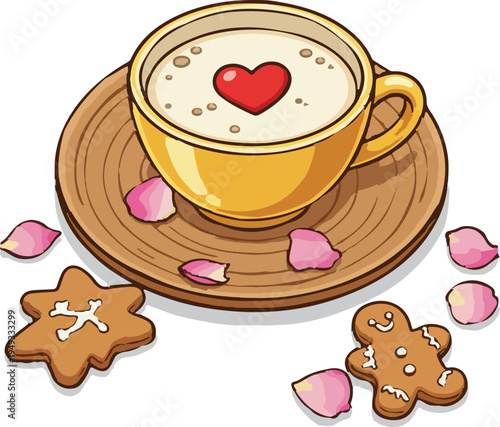 Cute coffee cup romantic illustration