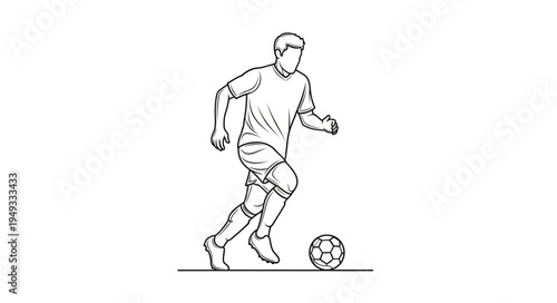 Man playing soccer with a ball sketch.
