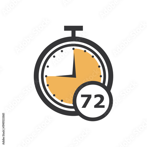 Stopwatch icon representing a 72-hour timeframe, perfect for three-day shipping, extended processing periods, and long-term project milestones.