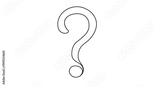 Question mark simple outline with a dot at the bottom, representing curiosity or inquiry on a white background.