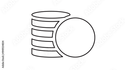 Stack of coins icon with a single coin outline next to it, representing wealth and financial concepts in a minimalist style