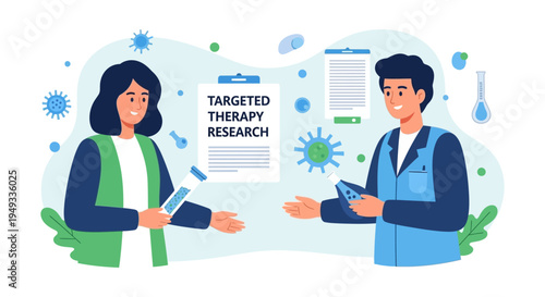 Targeted Therapy Research and Drug Discovery Collaboration Illustration
