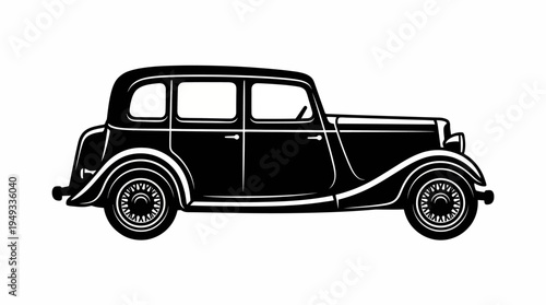 Classic Vintage Car Silhouette Illustration.