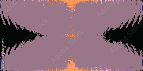 Abstract symmetrical pattern with black spikes and orange purple hues