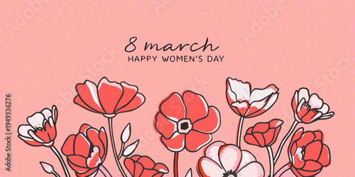 Floral illustration celebrating international women s day on march 8th