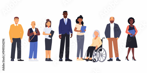 Diverse group of people standing together showcasing inclusion and representation