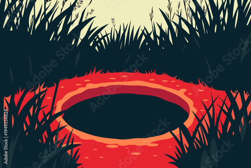 Rabbit Hole in Ground Vector Illustration