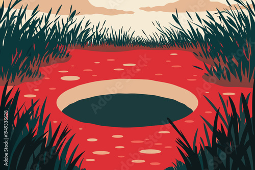 Rabbit Hole in Ground Vector Illustration