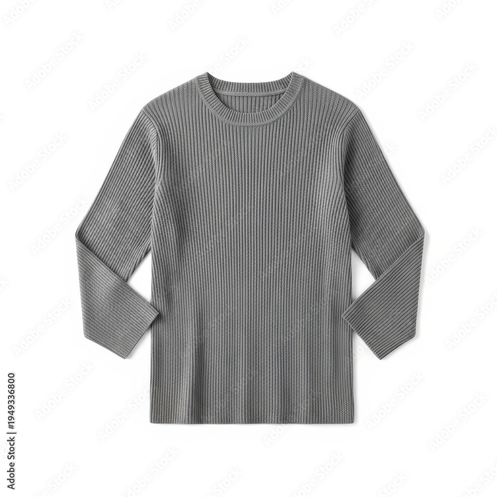 Fototapeta premium A gray and white knit sweater on a white background