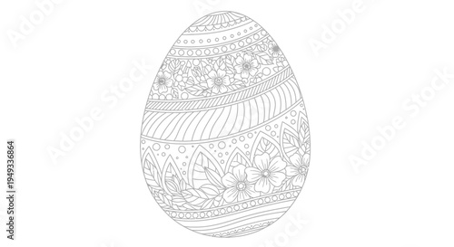 Ornate Easter Egg Design - Hand Drawn Zentangle Pattern