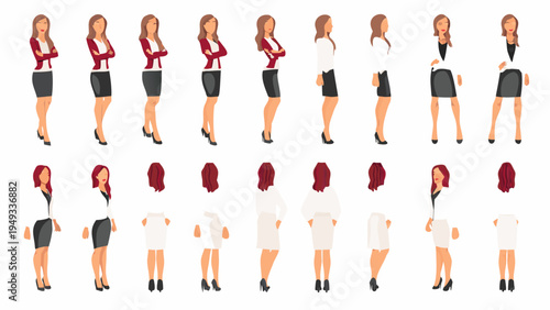 Diverse group of professional women in business attire full body views