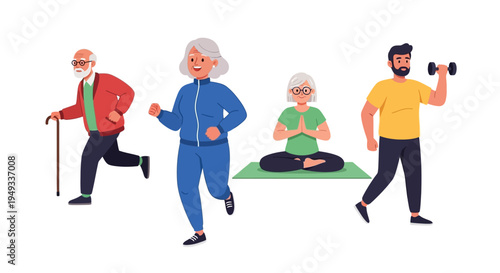 Active Lifestyle for All Ages: Seniors and Young Adult Exercising, Promoting Healthy Aging & Wellness