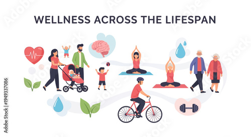 Wellness Across Lifespan: Holistic Health Journey from Infancy to Seniority. Family Wellbeing & Healthy Lifestyle Through All Ages.