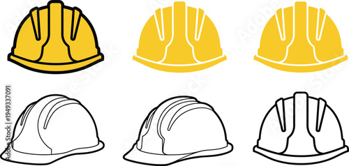 Labor day hard hat illustrations for workers and tradespeople