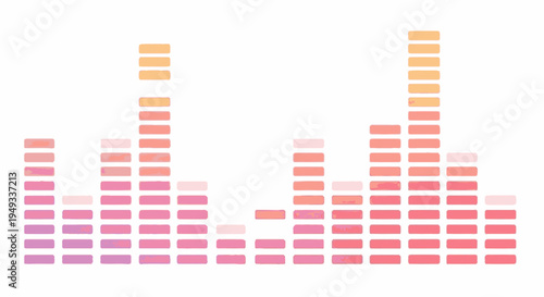 Abstract colorful sound wave equalizer bars, representing music, audio, or data visualization on a white background