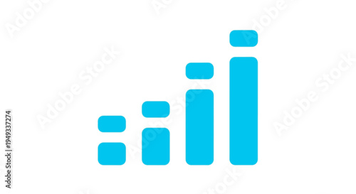 Simple blue bar graph icon representing growth, progress, and data analysis on a white background