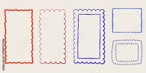 Collection of hand drawn rectangular and square frame illustrations in varying styles