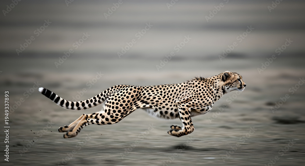 Fototapeta premium Cheetah sprinting on happy easter day in the wild savannah
