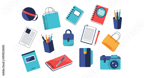 Office supplies isolated on white background