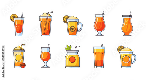 Orange drink illustrations collection