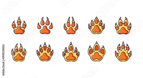 Paw prints vector set of animal tracks