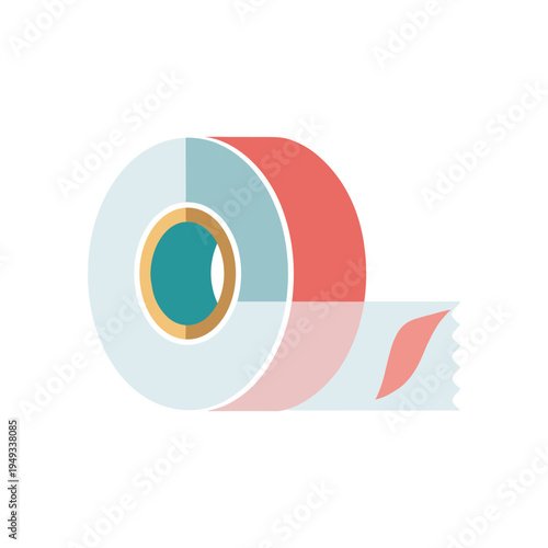 3D rendering of colorful adhesive tape roll with shadow on white background