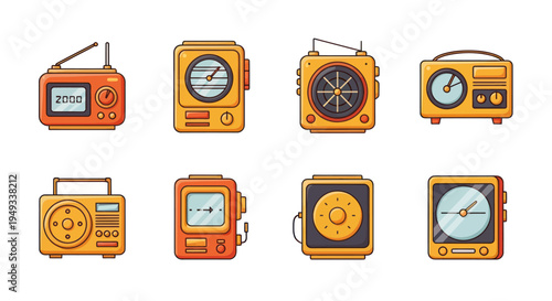 Retro radio collection illustration