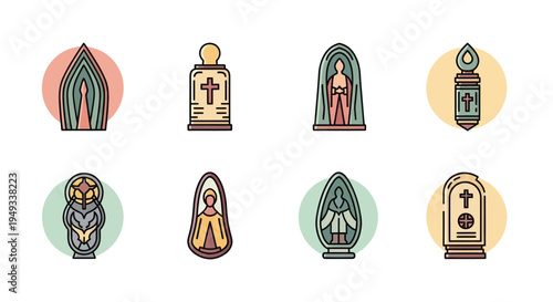 Religious icons illustrations set